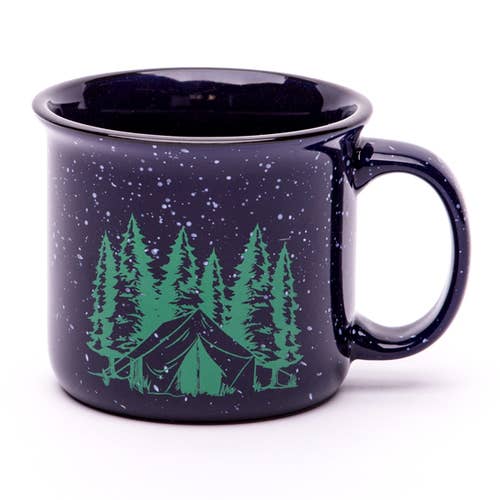 Blue Camping Ceramic Coffee Mug